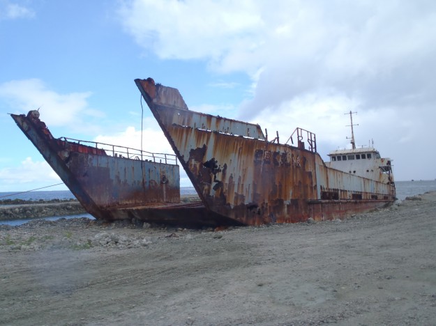 Cecilia shipwreck after recovery, Colonia, Yap, Micronesia